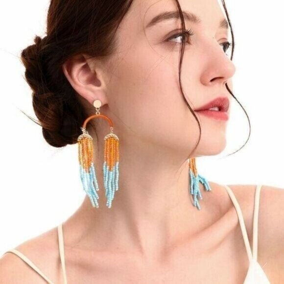 Handmade Fashion Beads Tassel Drop Earrings - Picture 1 of 7